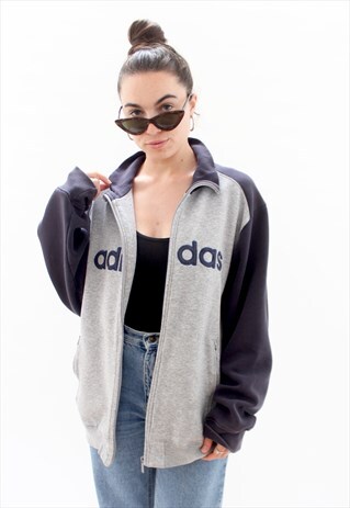 90'S RETRO GREY SOFT ZIP JACKET