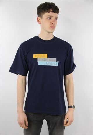 VINTAGE ADIDAS NAVY PRINT T-SHIRT
