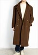 Men's Trussardi Brown Double Breasted Wool Coat 