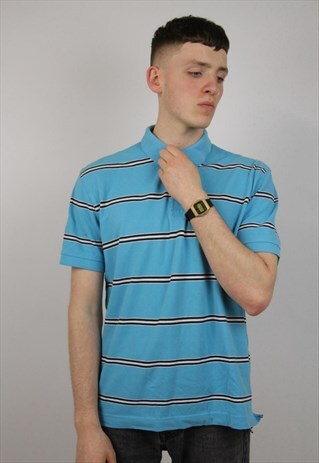 VINTAGE TOMMY HILFIGER TURQUOISE STRIPED POLO SHIRT