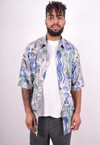 MENS VINTAGE CRAZY PRINT SHIRT XL MULTI 90'S