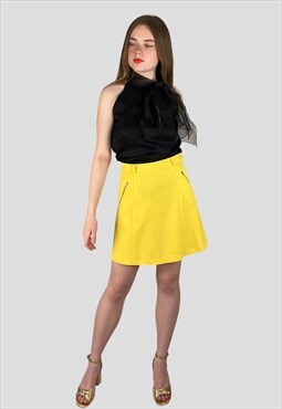Saint Andre 80's Vintage Ladies Yellow A Line Mini Skirt