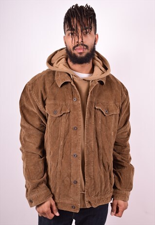 MENS VINTAGE CORDUROY JACKET XXL BROWN 90'S
