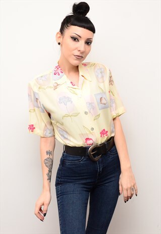 VINTAGE 90'S DELICATE FLORAL INDIE PATTERNED SLOUCHY SHIRT