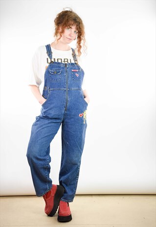 VINTAGE 90S LOONEYTUNES BLUE DENIM WORKWEAR DUNGAREES