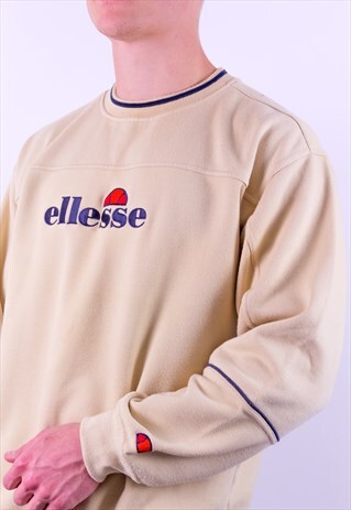 VINTAGE ELLESSE EMBROIDERY SWEATSHIRT IN YELLOW