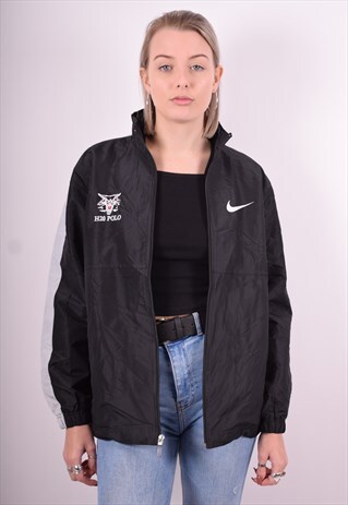 NIKE WOMENS VINTAGE JACKET LARGE BLACK 90'S