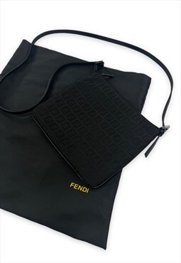 Fendi bag FF zucca print black handbag vintage messenger 