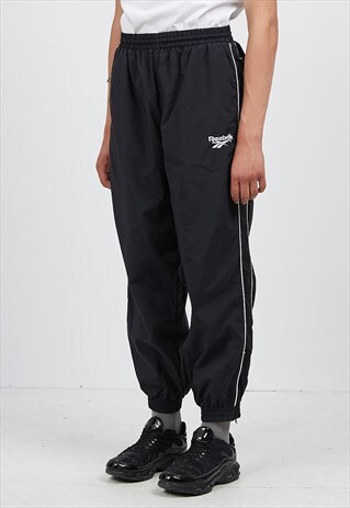 VINTAGE RETRO BLACK REEBOK TRACK BOTTOMS JOGGERS