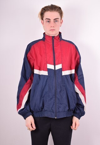 MENS VINTAGE TRACKSUIT TOP JACKET LARGE RED 90S