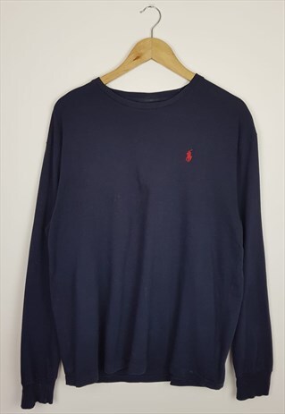 VINTAGE POLO RALPH LAUREN POLO LONG SLEEVE T-SHIRT BLUE