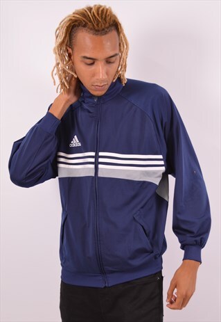adidas tracksuit top navy blue
