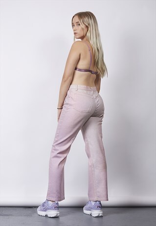VINTAGE Y2K ROBERTO CAVALLI BABY PINK GLITTER STRAIGHT JEANS