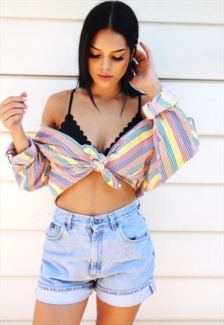 STRIPED RAINBOW UNISEX BOYFRIEND STYLE 90'S SHIRT