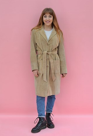 CARAMEL SUEDE COAT TRENCH STYLE