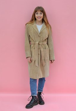 Caramel Suede Coat Trench Style