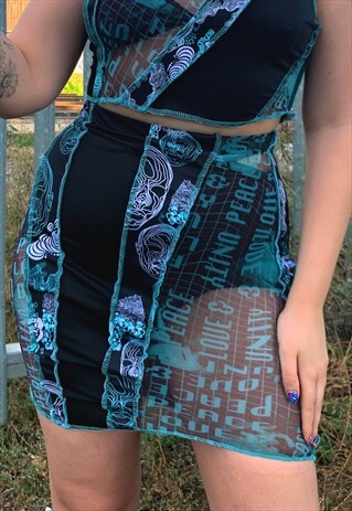 PSYCHEDELIC PRINT REWORKED PATCHWORK MINI SKIRT