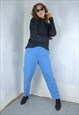 VINTAGE Y2K LIGHT FESTIVAL STRAIGHT PUNK BAGGY TROUSERS BLUE