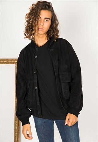 VINTAGE 80S WINTER BOMBER SUEDE JACKET / R0056