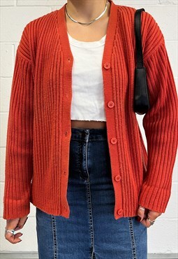 Vintage 90s Y2k Orange Knit Cardigan