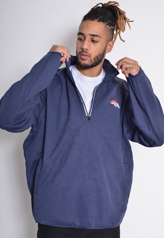 VINTAGE DENVER BRONCOS 1/4 ZIP SWEATSHIRT BLUE
