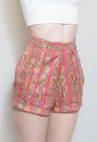 VINTAGE 1950'S HIGH WAISTED PAISLEY PRINT SHORTS.