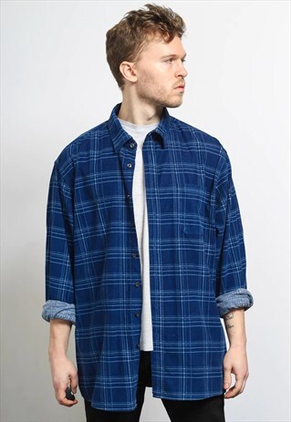 VINTAGE CORDUROY CORD SHIRT BLUE