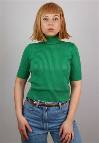 VINTAGE 90'S RALPH LAUREN RIBBED TURTLENECK TOP / JUMPER