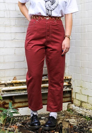 BURNT RED TAPERED JEANS