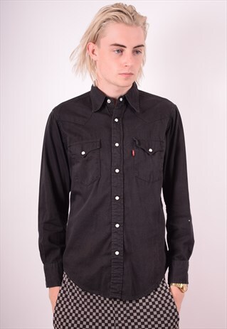 LEVI'S MENS VINTAGE SHIRT SMALL BLACK 90S