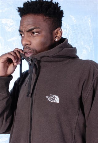 VINTAGE THE NORTH FACE BROWN HOODED FLEECE JUMPER