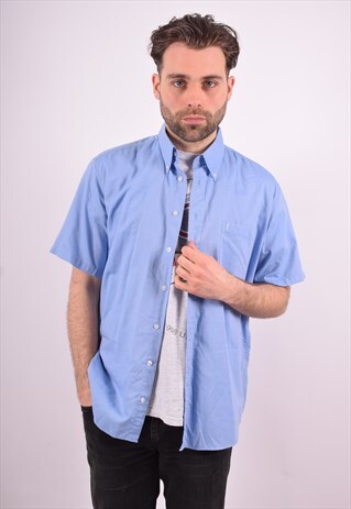 YVES SAINT LAURENT MENS VINTAGE SHIRT LARGE BLUE 90'S