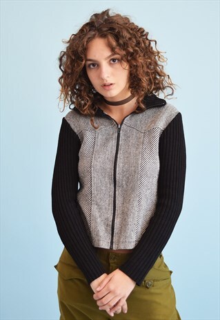 90'S RETRO GRUNGE JAZZY KNIT TEEN CARDIGAN
