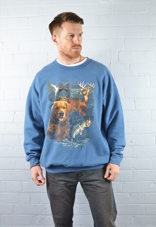VINTAGE COLUMBIA BLUE ANIMAL PRINT SWEATSHIRT
