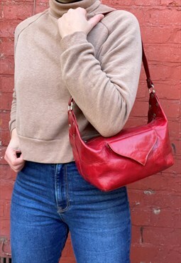 Moroccan Red Leather Shoulder Bag