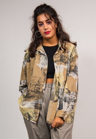 VINTAGE 90'S MAP PATTERN SHIRT