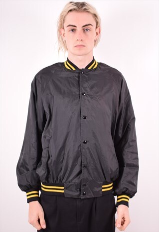 MENS VINTAGE BOMBER JACKET LARGE BLACK 90S
