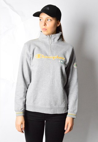 VINTAGE 90S GREY 1/3 ZIPPER CHAMPION SWEATSHIRT