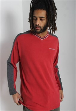 Vintage Reebok 90's Rib Knitted Sweatshirt - Red