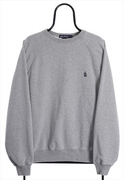 Vintage Nautica Grey Logo Sweatshirt Mens