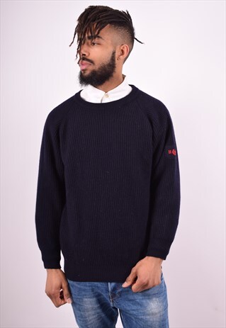 HENRI LLOYD MENS VINTAGE JUMPER SWEATER MEDIUM BLUE 90'S