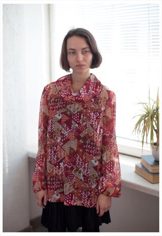 VINTAGE RED/ORANGE PATTERNED TOP