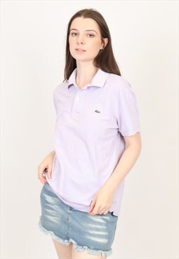 Vintage Lacoste Y2K Embroidered Logo Polo Shirt in Lilac