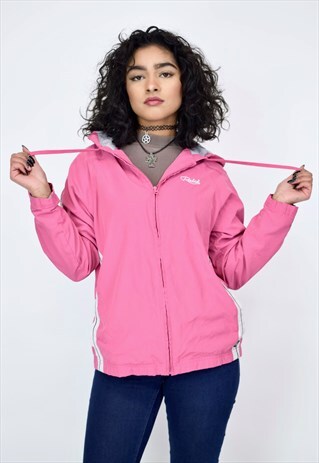 VINTAGE 90'S PINK REEBOK ZIP UP HOODIE WITH POCKETS