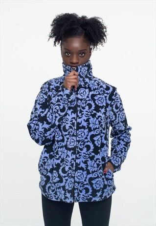 BLACK & LAVENDER BLUE VINTAGE FLEECE JACKET