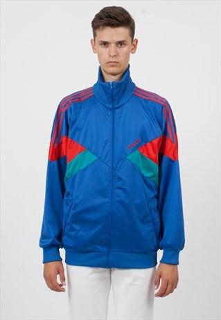 VINTAGE BLUE ADIDAS ZIP TRACK JACKET