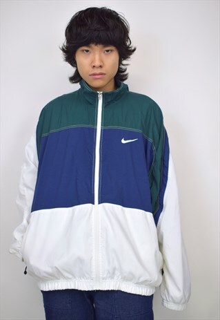 VINTAGE 90S NIKE GREEN BLUE WHITE JACKET