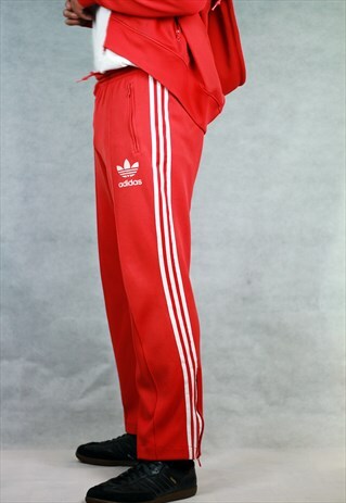 VINTAGE ADIDAS ORIGINALS RED SPORTS TRACKSUIT BOTTOMS JOGGER