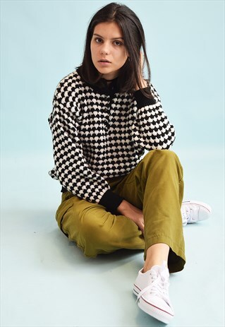 80'S RETRO JAZZY CHUNKY KNIT JUMPER