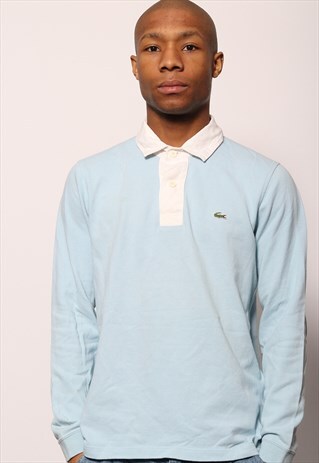 VINTAGE LACOSTE LOGO LONG SLEEVE POLO SHIRT RUGBY BLUE